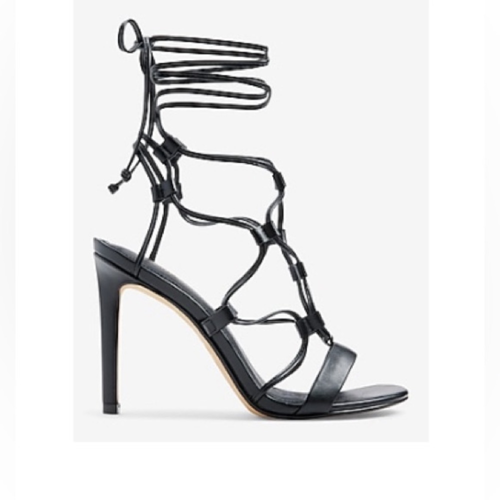 Express Black Tied-up Gladiator Heeled Sandals